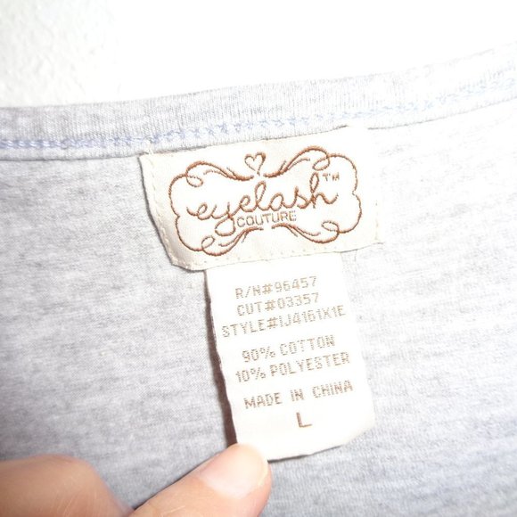 Eyelash Couture Gray Short Sleeve Top L - Picture 5 of 9